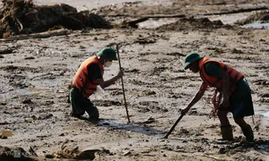 Bộ đội dầm mình trong bùn tìm kiếm thi thể nạn nhân Làng Nủ Bộ đội dầm mình trong bùn tìm kiếm thi thể nạn nhân Làng Nủ